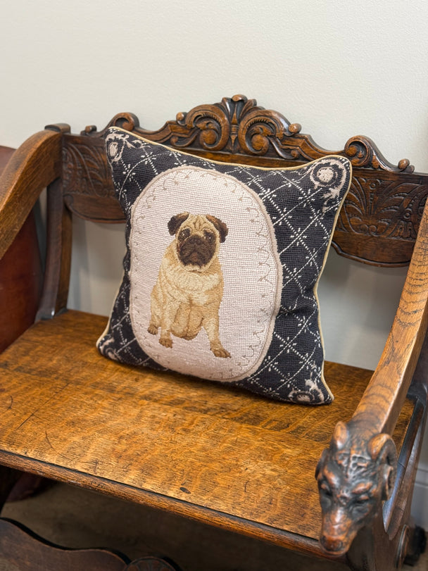 Needlepoint Pug Pillow