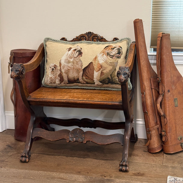Needlepoint Bulldog Family Pillow