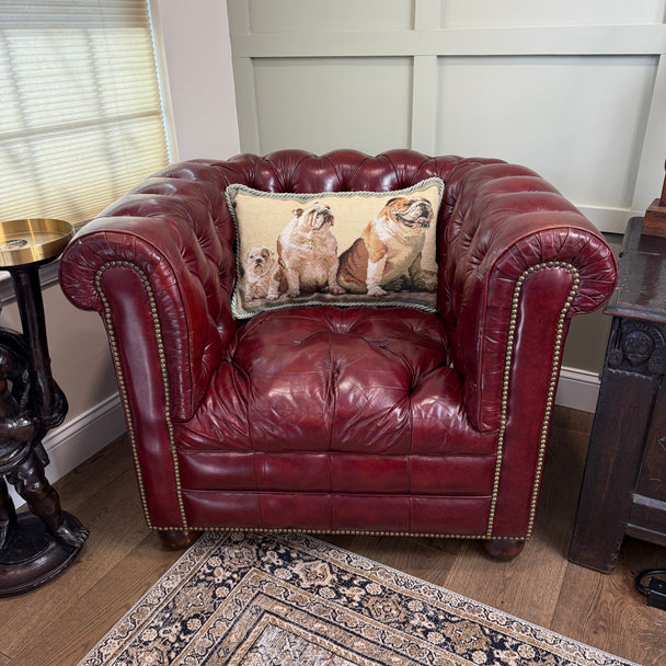 Needlepoint Bulldog Family Pillow