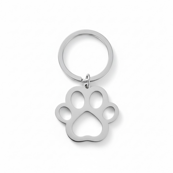 Stainless Paw Keychain