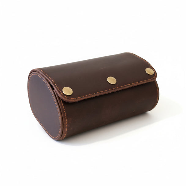 Leather Double Watch Travel Case