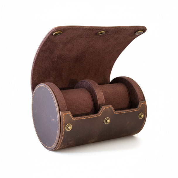 Leather Double Watch Travel Case